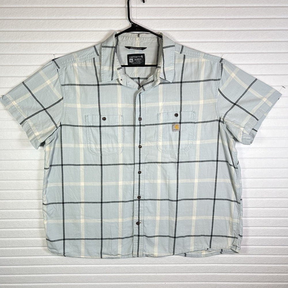Carhartt Rugged Flex Short Sleeve Plaid Shirt Men's 3XL Relaxed Fit TW5701-M